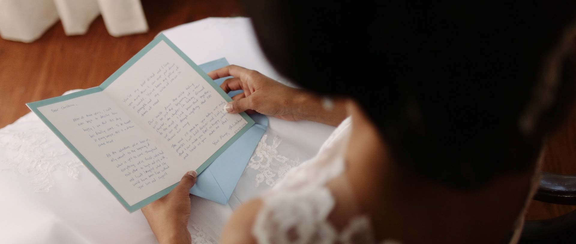 Bride Reading Card for Wedding Video