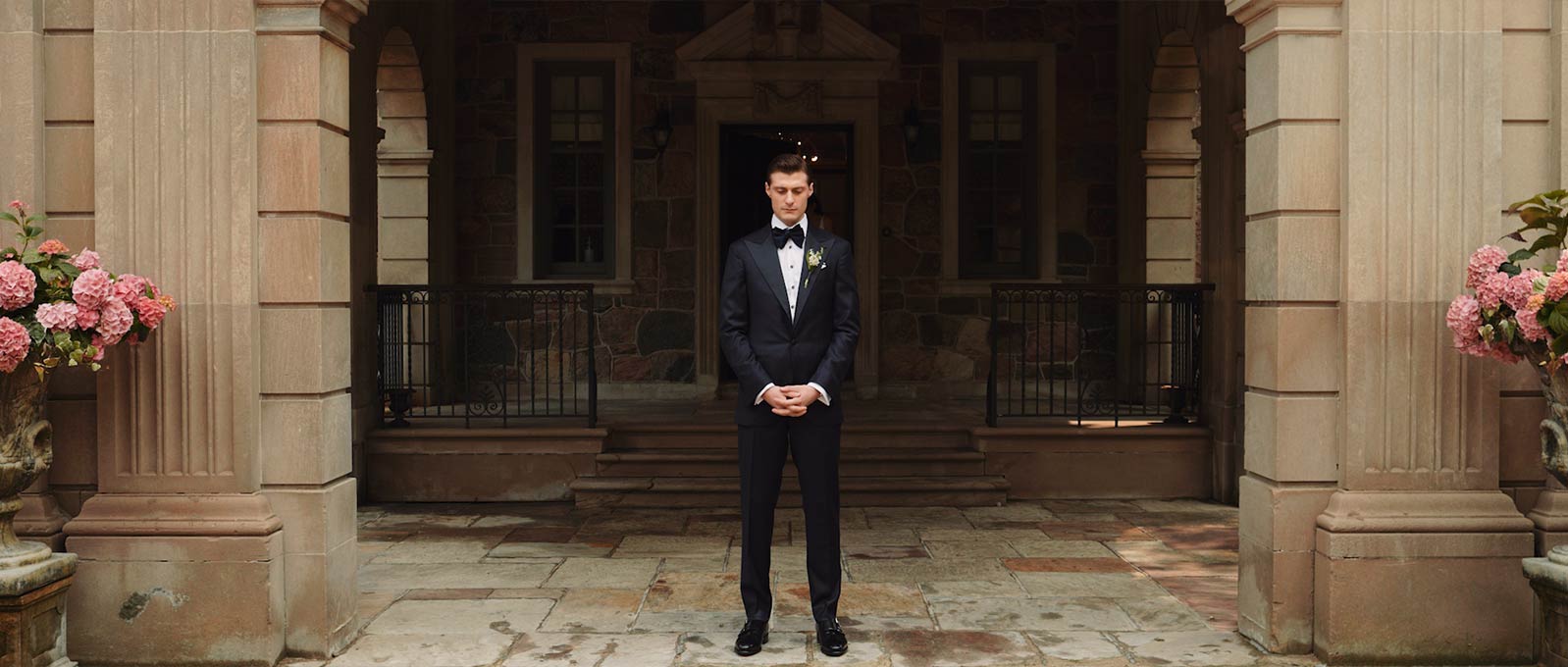 A Groom Waits for a First Look at Graydon Hall Manor in Toronto