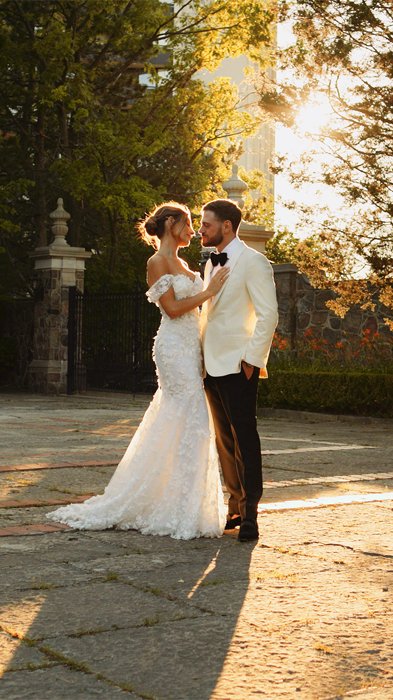 Couple at sunset at their Graydon Hall Manor wedding