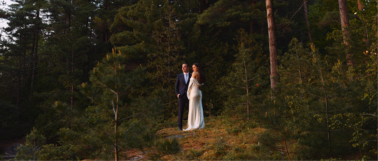 Madi and Alan on their private island for their Muskoka wedding